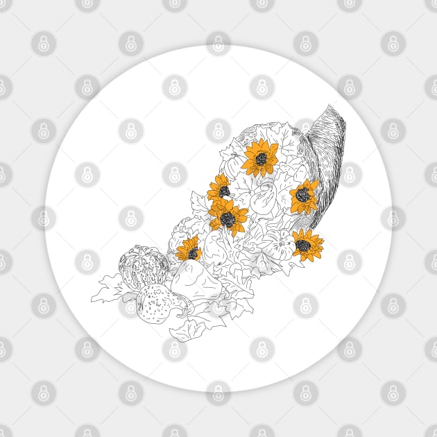 Cornucopia Sunflowers Pumpkins Magnet by H. R. Sinclair